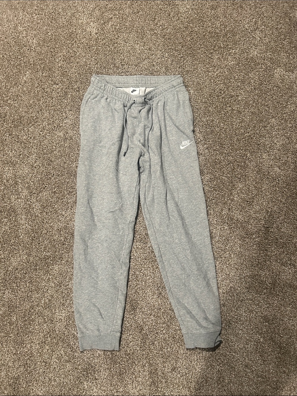Nike women’s Light Gray Fleece Joggers with Drawstring